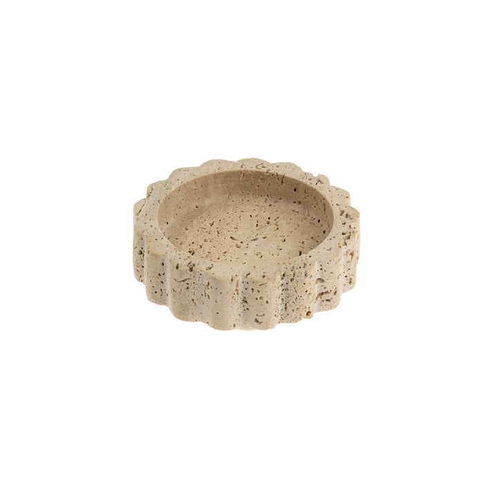 Travertine Scalloped Decorative Tray | Small