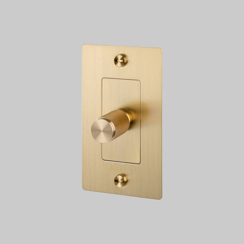 Buster + Punch 1-Gang Incandescent Dimmer Switch – Cross - Brass / With Logo - 1G Dimmers