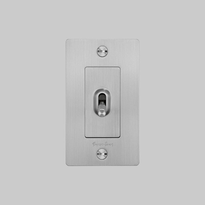 Buster + Punch 1-Gang Toggle Switch – Cross - Steel / With Logo - 1G Toggle
