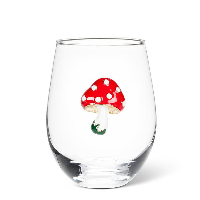 Abbott Collection Jewelled Stemless Glasses – Mushroom Design Set of 6 (16 oz) - Wine Glasses