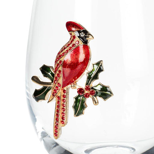 Abbott Collection Jewelled Stemless Glasses – Cardinal Design Set of 6 (16 oz) - Wine Glasses
