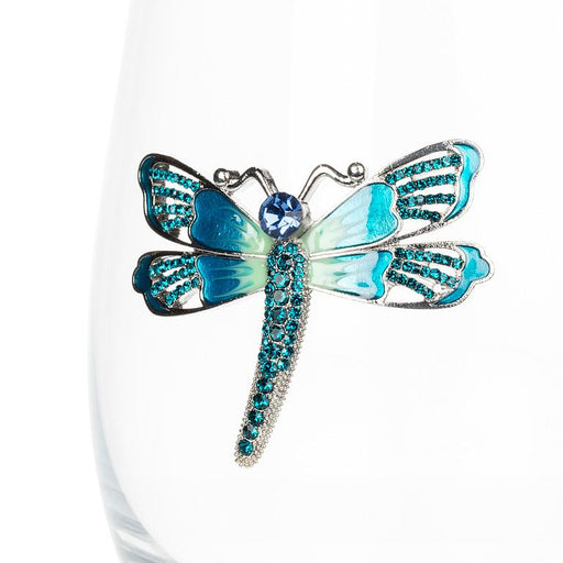 Abbott Collection Jewelled Stemless Glasses – Dragonfly Design Set of 6 (16 oz) - Wine Glasses