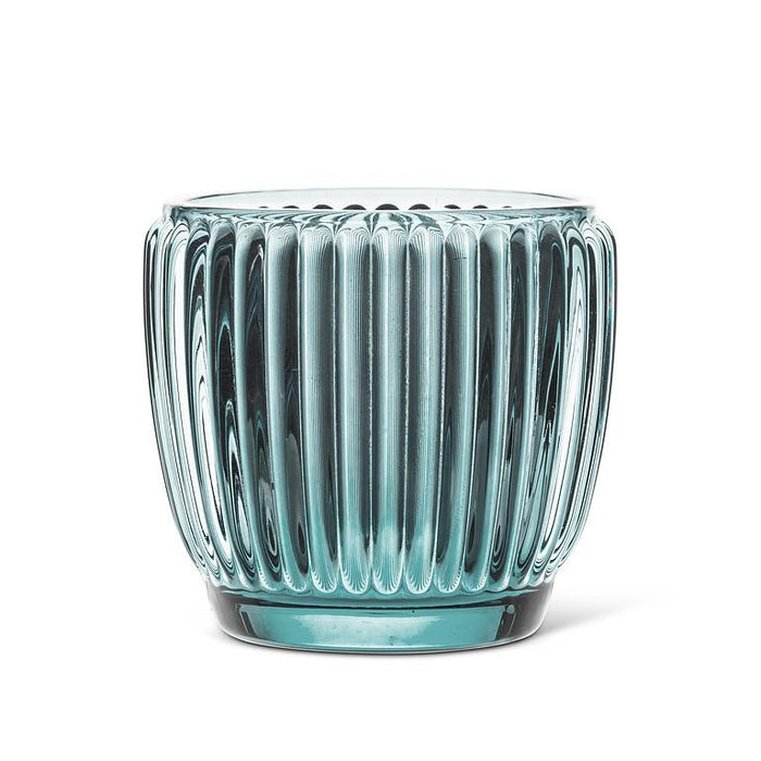 Abbott Collection Ribbed Glass Votive — Blue Set of 6 - Candle Holders