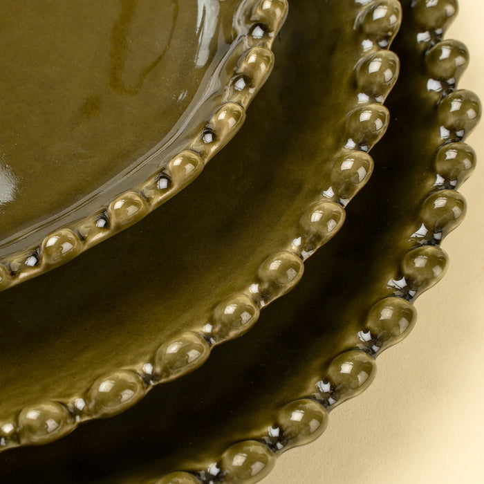 Merida Stoneware Dinner Plates, Green | Set of 4