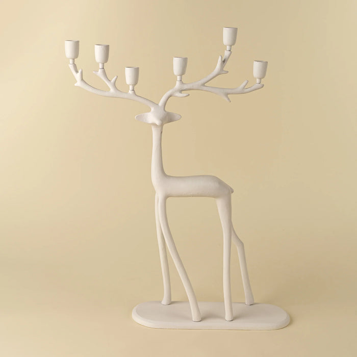 Nordic Stag Taper Candle Holder, Ivory