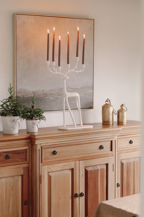 Nordic Stag Taper Candle Holder, Ivory