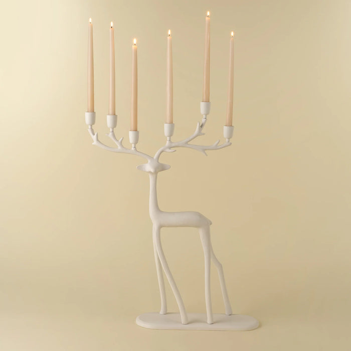 Nordic Stag Taper Candle Holder, Ivory