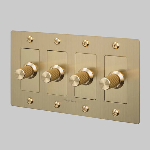 Buster + Punch 4-Gang LED Dimmer Switch – Linear - Brass / With Logo - 4G Dimmers