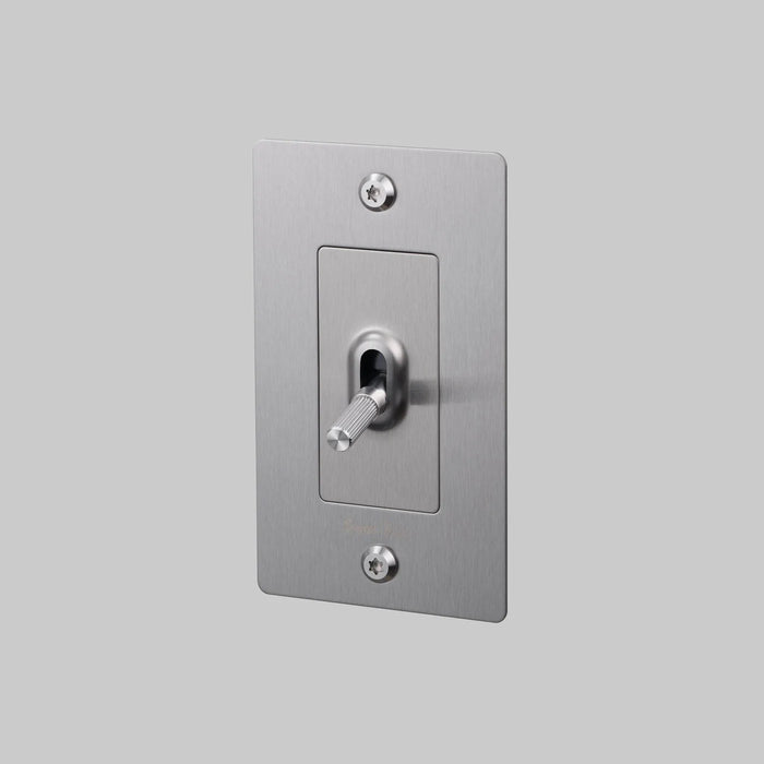 Buster + Punch 1-Gang Toggle Switch – Linear - Steel / With Logo - 1G Toggle