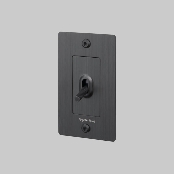 Buster + Punch 1-Gang Toggle Switch – Linear - Smoked Bronze / With Logo - 1G Toggle