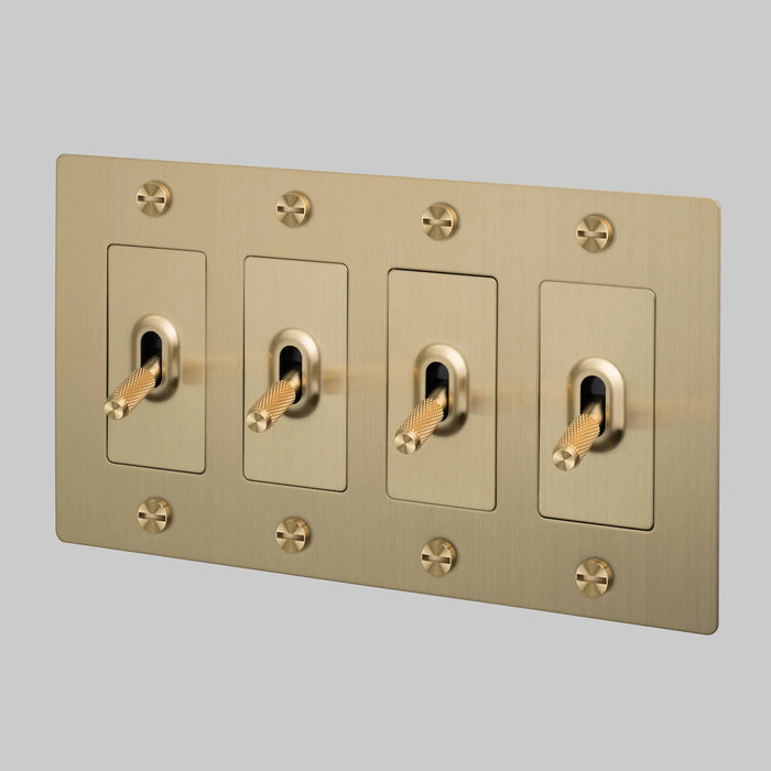 Buster + Punch 4-Gang Toggle Switch – Cross - Brass / Without Logo - 4G Toggle