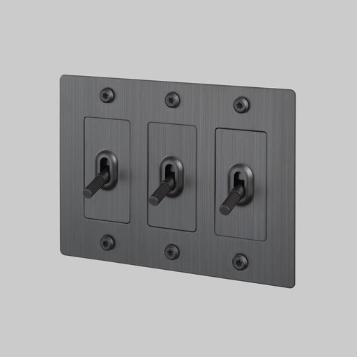 Buster + Punch 3-Gang Toggle Switch – Linear - Smoked Bronze / Without Logo - 3G Toggle