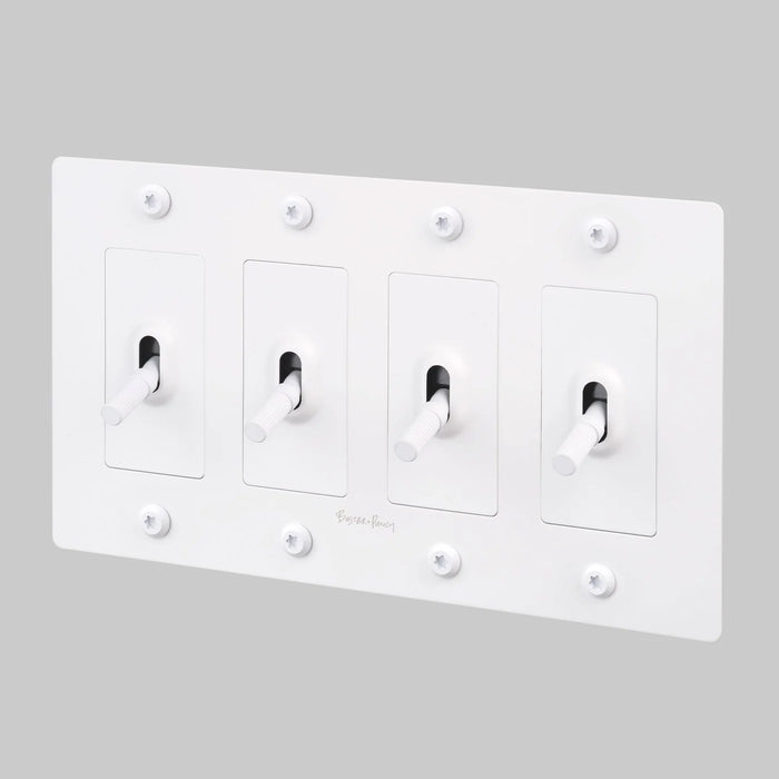 Buster + Punch 4-Gang Toggle Switch – Linear - White / With Logo - 4G Toggle