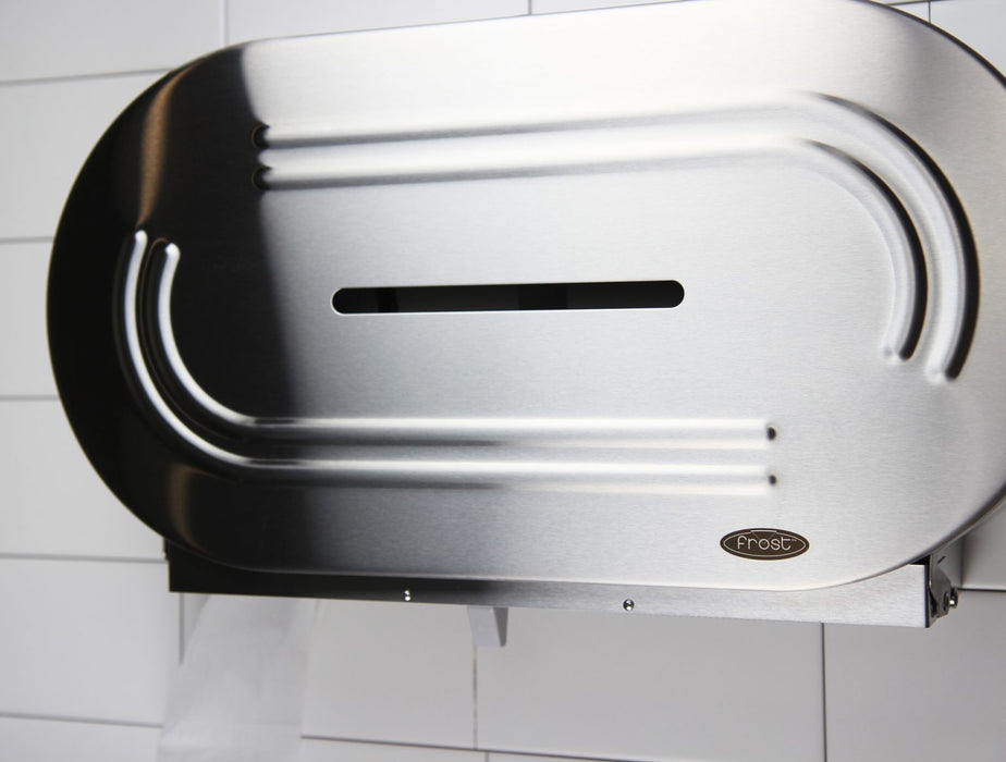 Distributeur double de papier toilette Frost 169 Universal Jumbo, en acier inoxydable