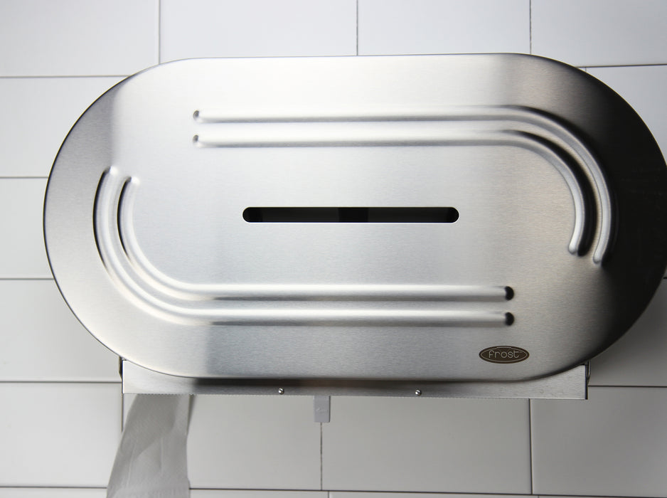 Distributeur double de papier toilette Frost 169 Universal Jumbo, en acier inoxydable