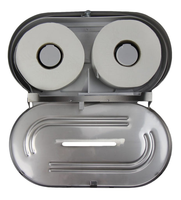 Distributeur double de papier toilette Frost 169 Universal Jumbo, en acier inoxydable