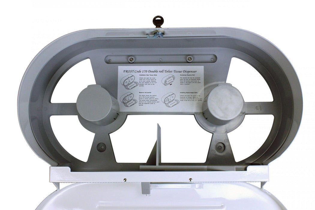 Distributeur double de papier toilette Jumbo universel Frost 170, blanc