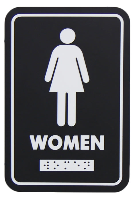 Frost 961 Signalétique de toilettes – Femme avec Braille en relief, Noir