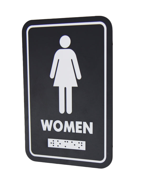 Frost 961 Signalétique de toilettes – Femme avec Braille en relief, Noir