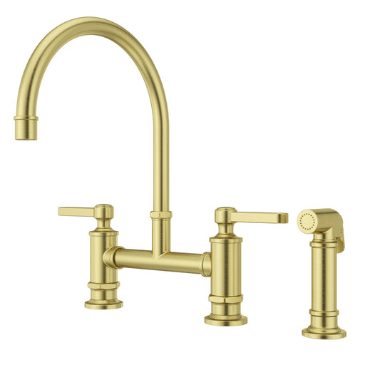 Port Haven 2-Handle Bridge Kitchen Faucet - Brushed Gold - Bridge