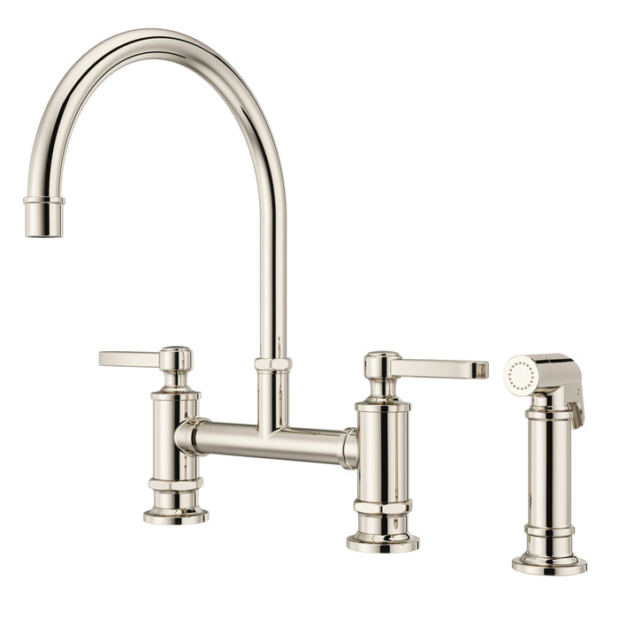 Port Haven 2-Handle Bridge Kitchen Faucet - Polished Nickel - Bridge