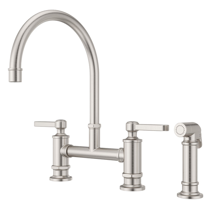 Port Haven 2-Handle Bridge Kitchen Faucet - Stainless Steel - Bridge