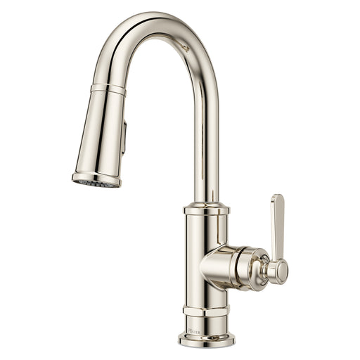 Port Haven 1-Handle Pull-Down Bar & Prep Faucet - Polished Nickel - Bar/Prep