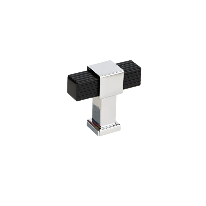 8747 Modern Metal T-Knob - Matte Black and Chrome - T-Knob