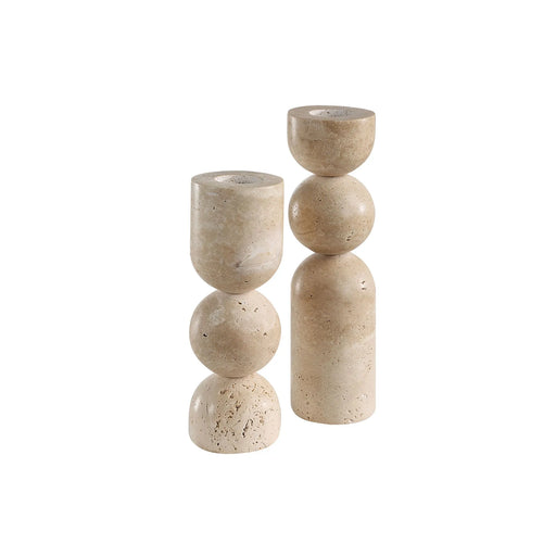 Renwil Amarena Candle Holder Set – Travertine Natural Finish - Candle Holders