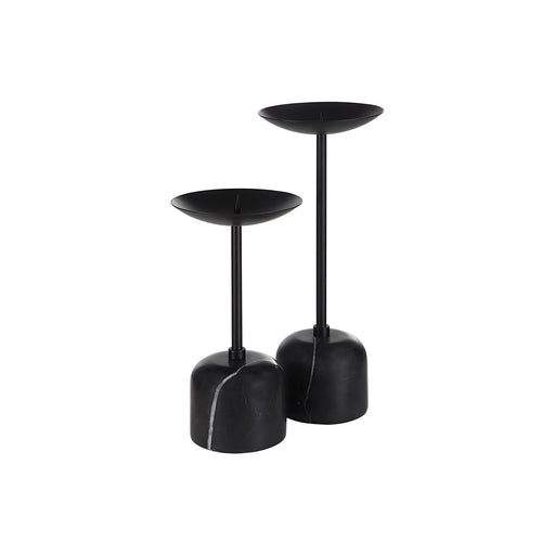 Renwil Uma Candle Holders – Matte Black & Marble - Candle Holders