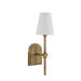 Renwil Montreux Wall Sconce – Antique Brushed Brass & Off-White Linen - Wall Sconce