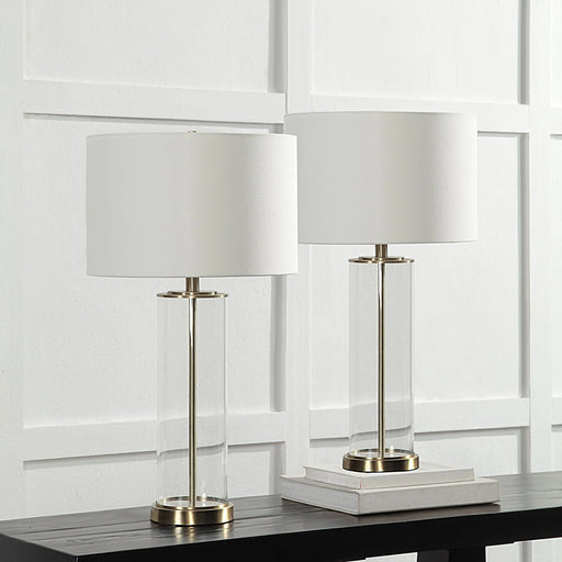 Renwil Saco Table Lamps – Clear Glass & Satin Brass (Set of 2) - Table Lamp