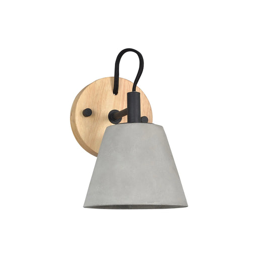 Renwil Turtle Bay Wall Sconce – Concrete & Wood with Black Accents - Wall Sconce