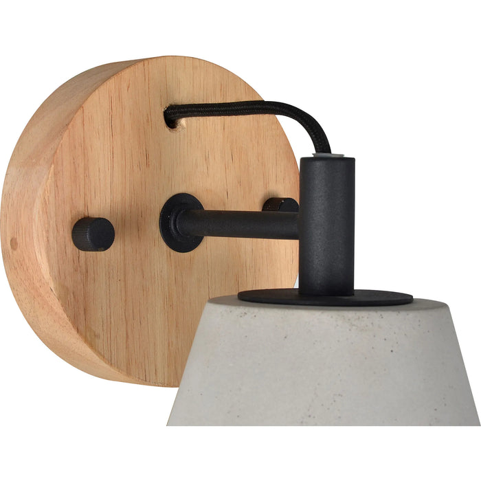 Renwil Turtle Bay Wall Sconce – Concrete & Wood with Black Accents - Wall Sconce