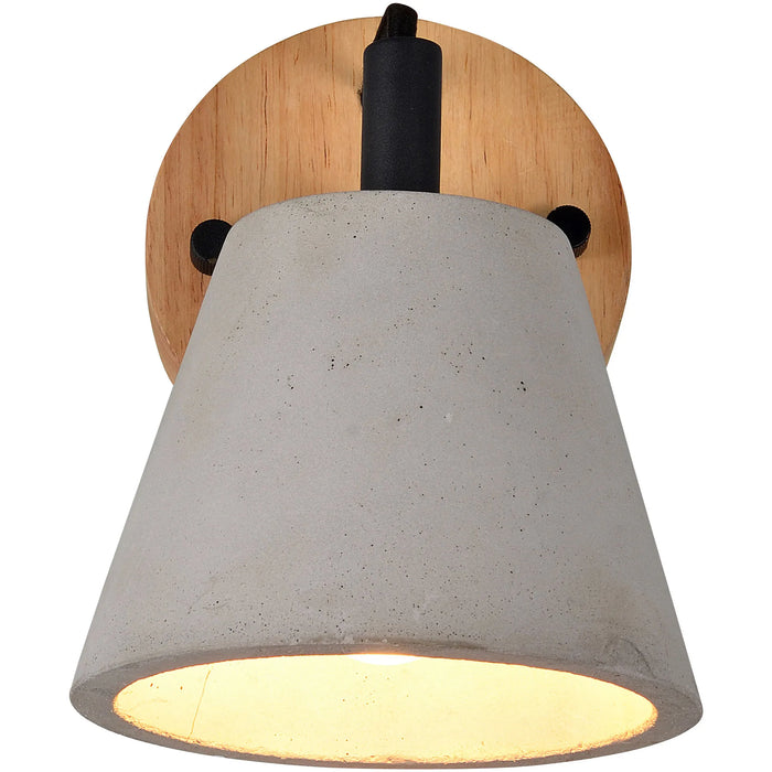 Renwil Turtle Bay Wall Sconce – Concrete & Wood with Black Accents - Wall Sconce