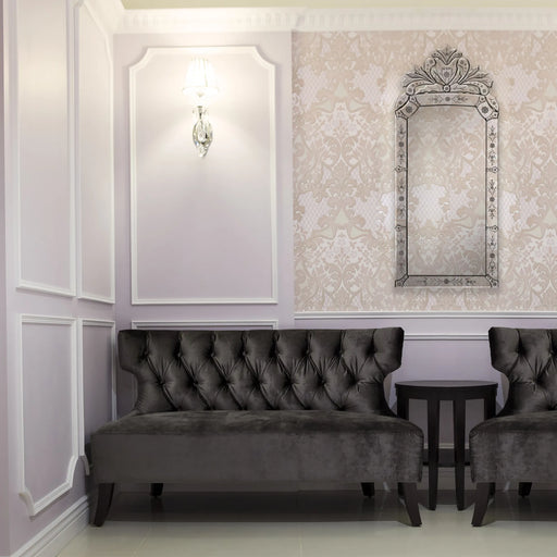 Renwil Venetian Wall Mirror – Etched All-Glass Design - Wall Mirror