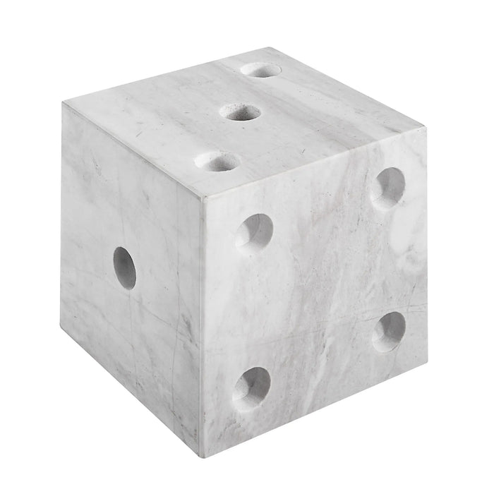 Renwil Dylon Volakas Marble Decorative Dice – Honed White - Sculpture