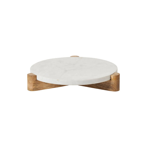 Renwil Lance Marble Tray – White & Light Brown Wood - Decorative Tray