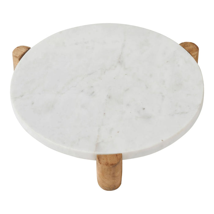 Renwil Lance Marble Tray – White & Light Brown Wood - Decorative Tray