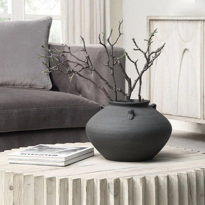 Renwil Asher Terracotta Vase – Antique Black - Vase