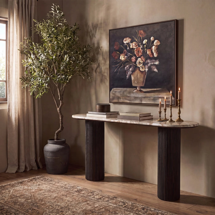 Renwil Lucente Beige Marble Console Table