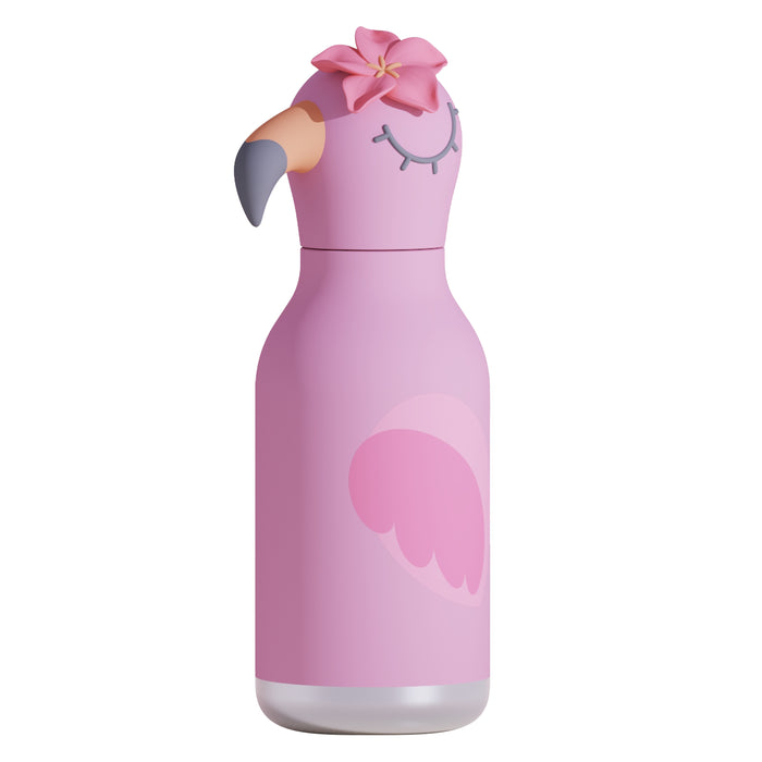 ASOBU Besties Lola Flamingo 16oz insulated stainless steel water bottle front view