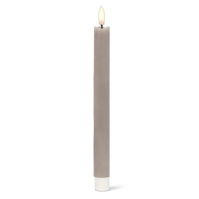 Luxlite Moon Grey LED taper candle with a warm-white flickering flame