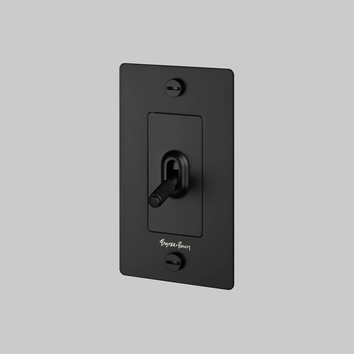 Buster + Punch 1-Gang Toggle Switch – Cross - Black / With Logo - 1G Toggle