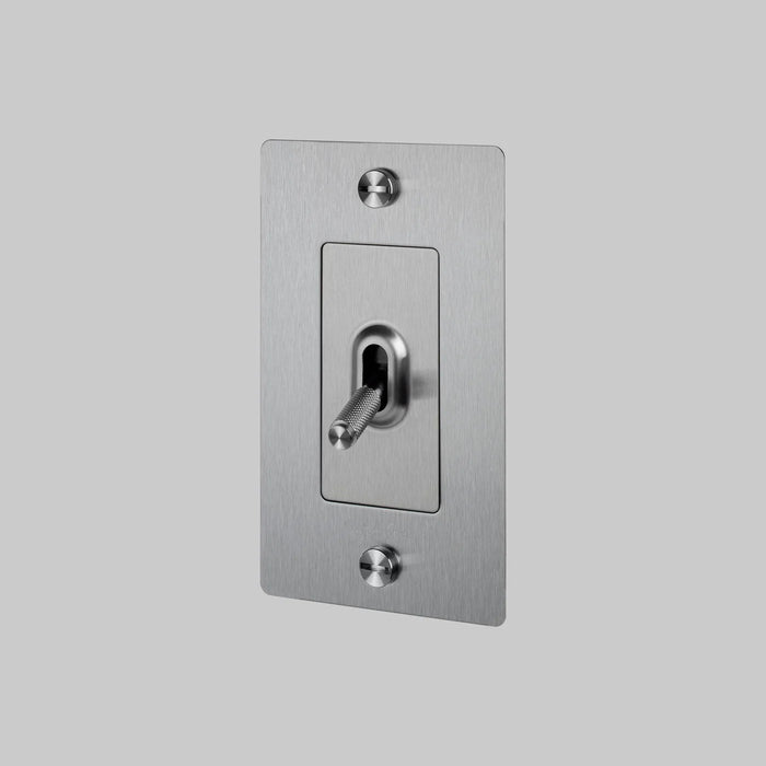 Buster + Punch 1-Gang Toggle Switch – Cross - Steel / Without Logo - 1G Toggle