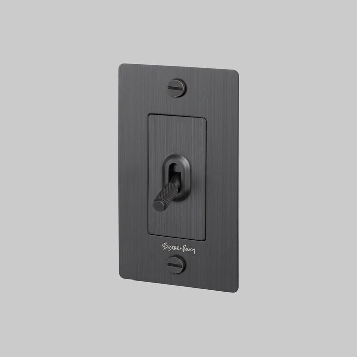 Buster + Punch 1-Gang Toggle Switch – Cross - Smoked Bronze / With Logo - 1G Toggle