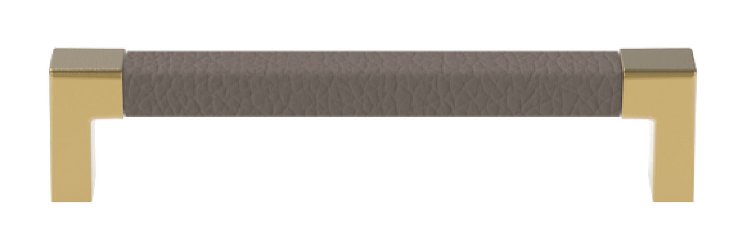 Häfele Elite Leather Cabinet Pull | Matte Gold Finish & Faux Leather Pull